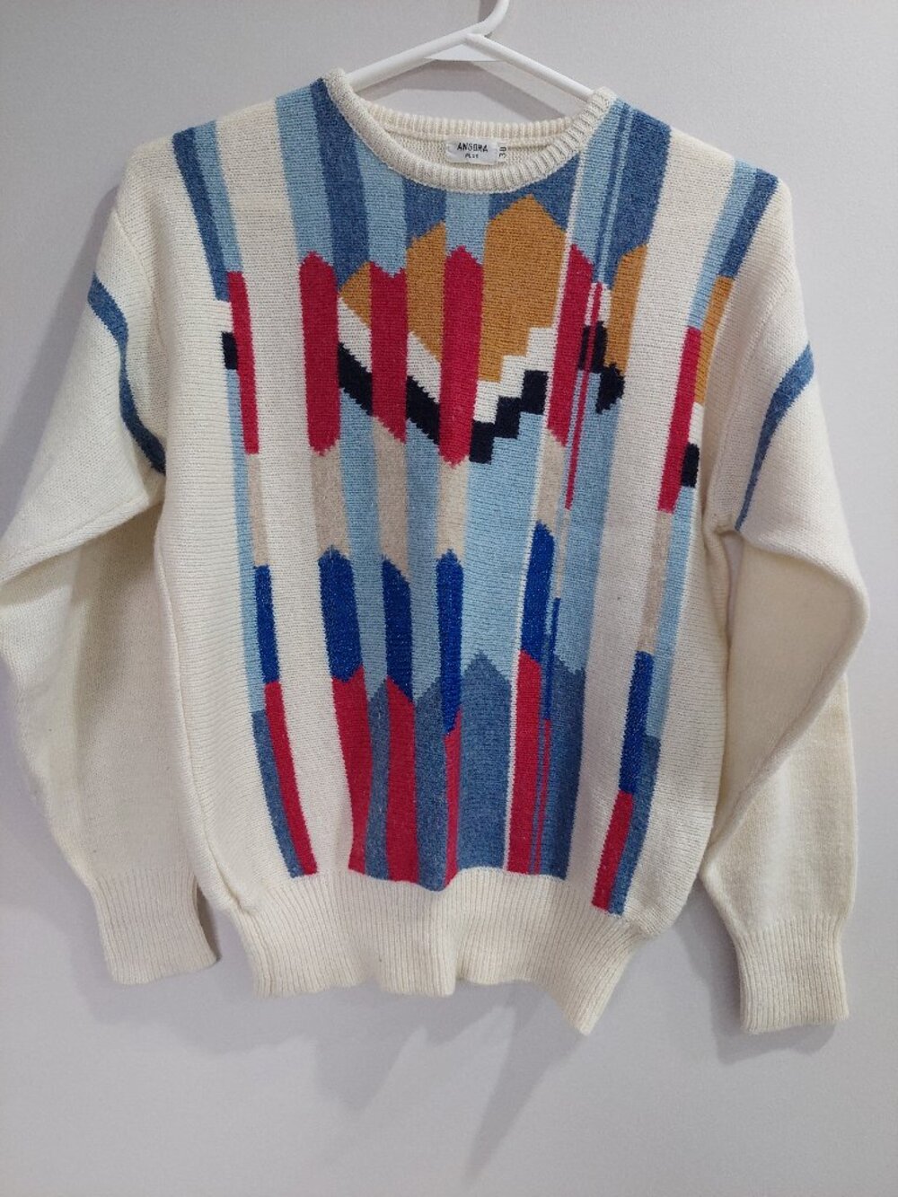 Vintage Angora Plus Women's 38 /US 6-8/M Abstract Crewneck Sweater Angora Blend